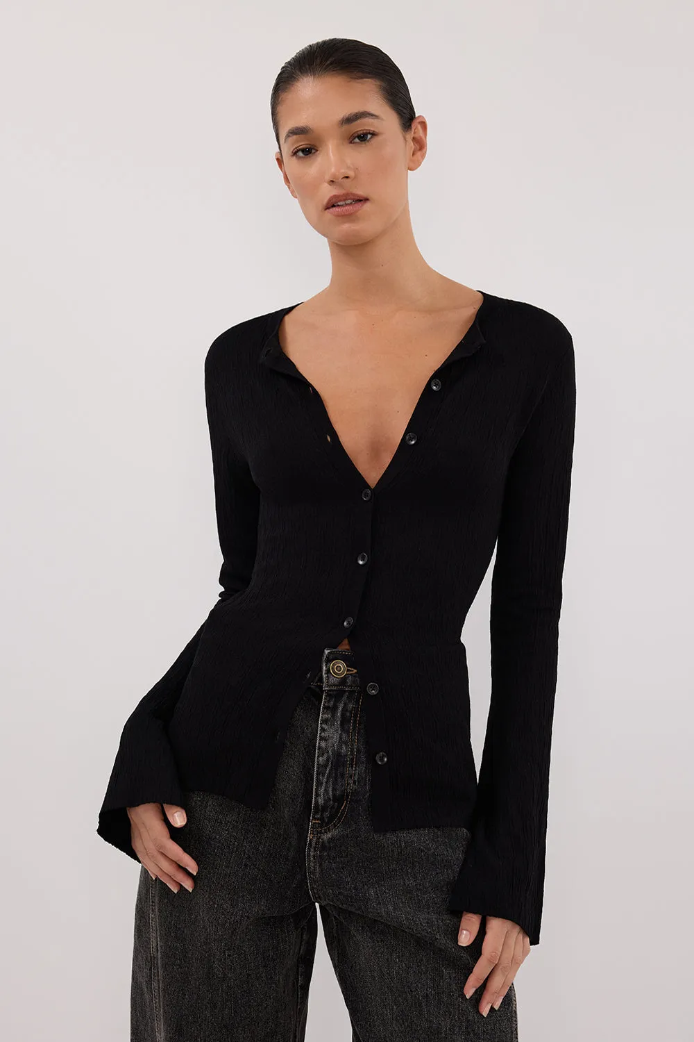 ALIAS BLACK LONG SLEEVE KNIT TOP sold by Dissh product image thumbnail 2