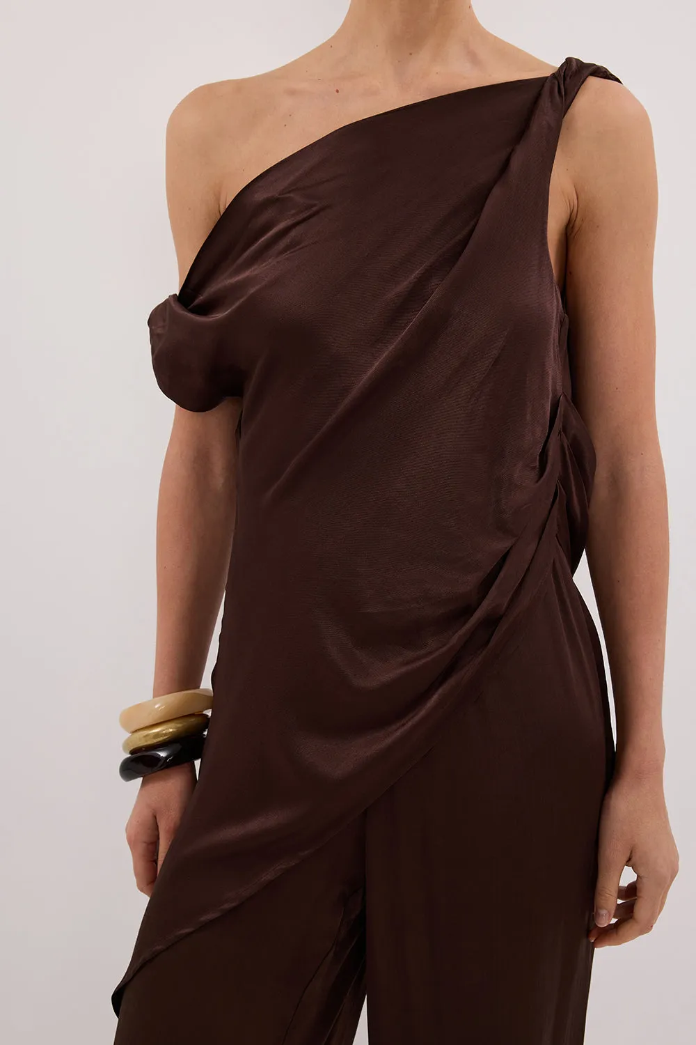 EVE BITTER CHOC ASYM SATIN TOP sold by Dissh product image thumbnail 5