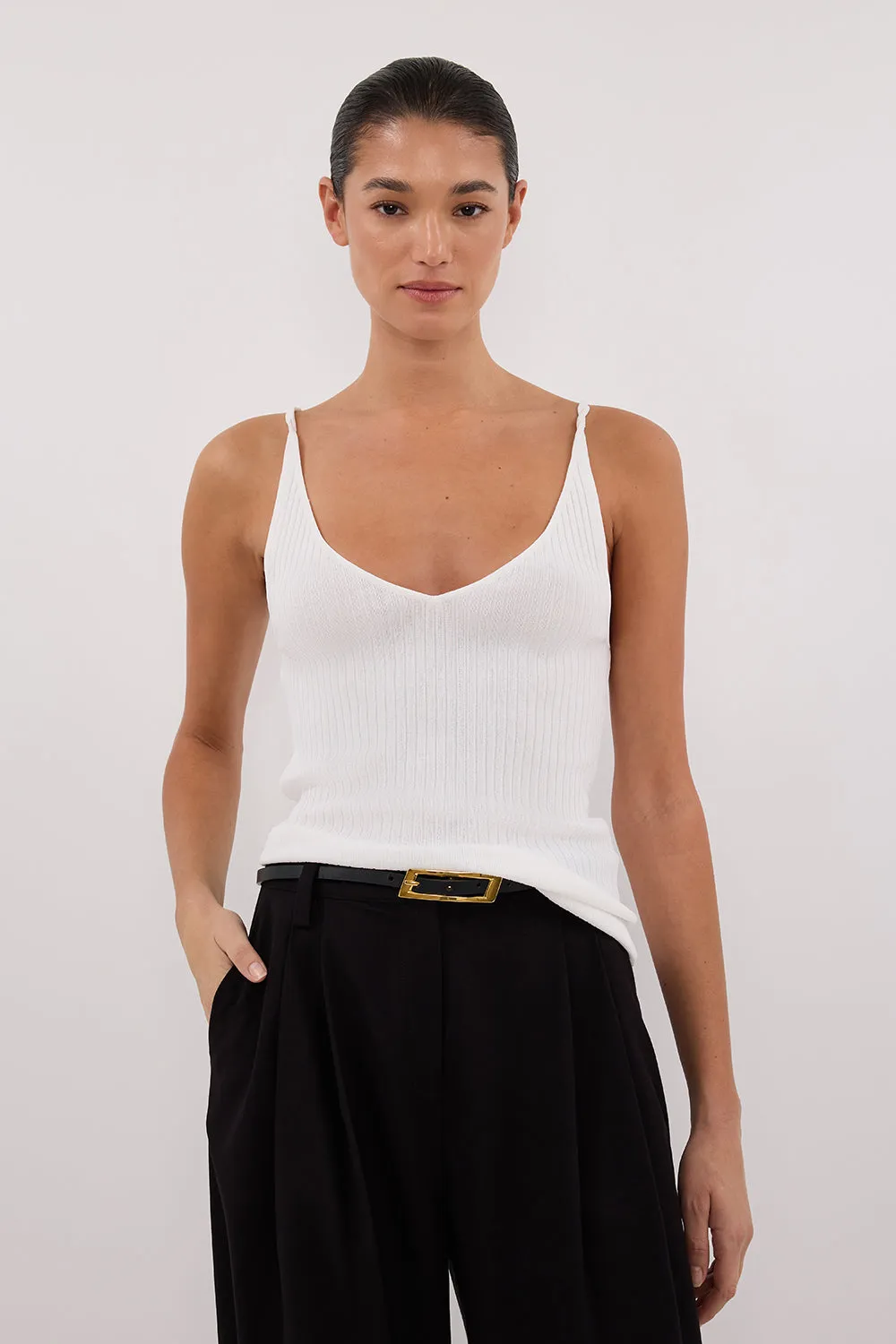 JOY OFF WHITE TWIST KNIT TANK sold by Dissh product image thumbnail 2