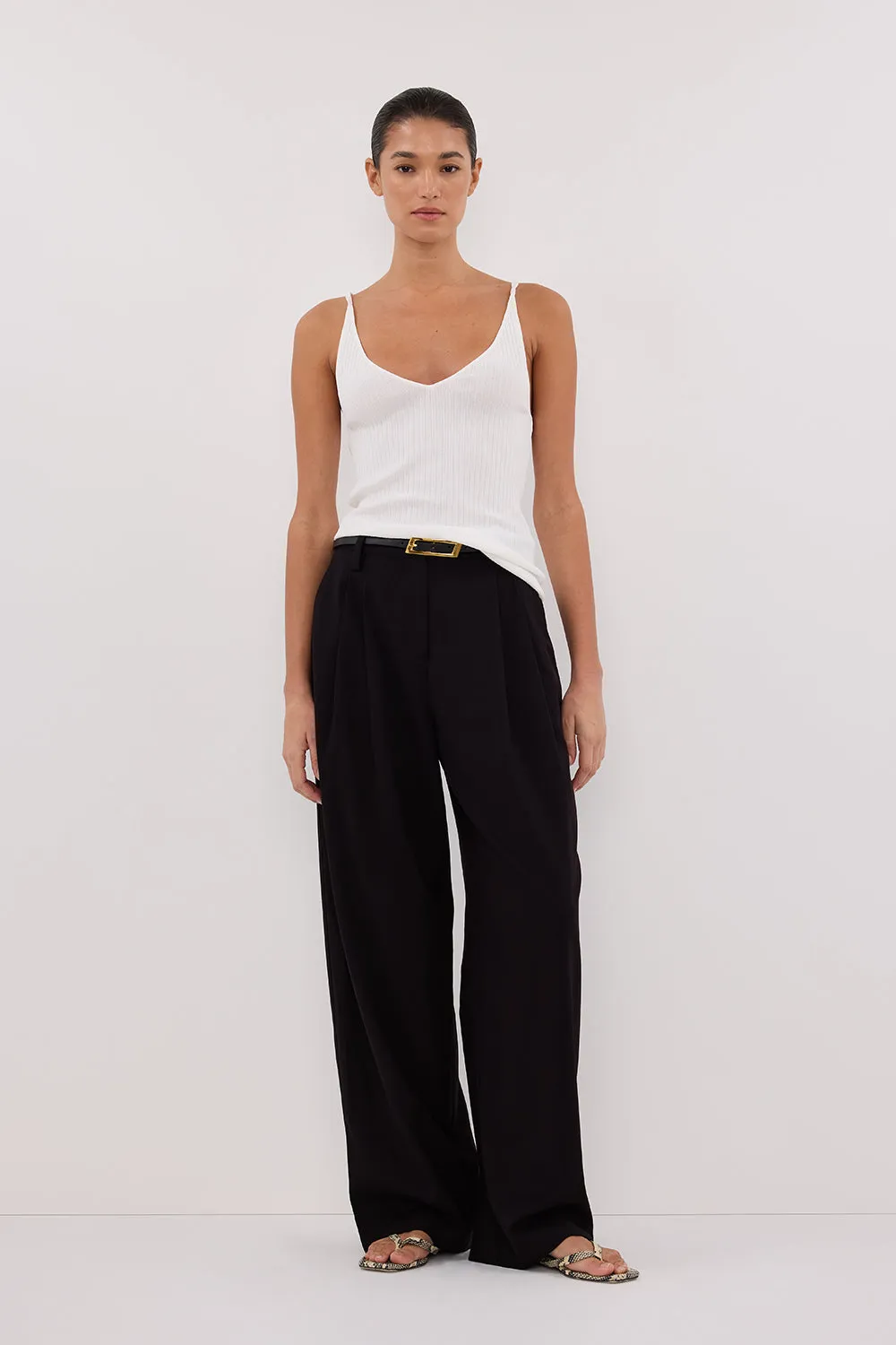 JOY OFF WHITE TWIST KNIT TANK sold by Dissh