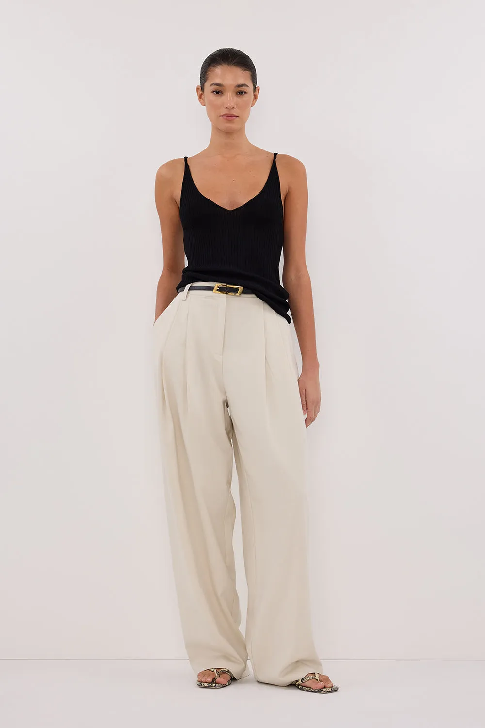 JOY BLACK TWIST KNIT TANK sold by Dissh