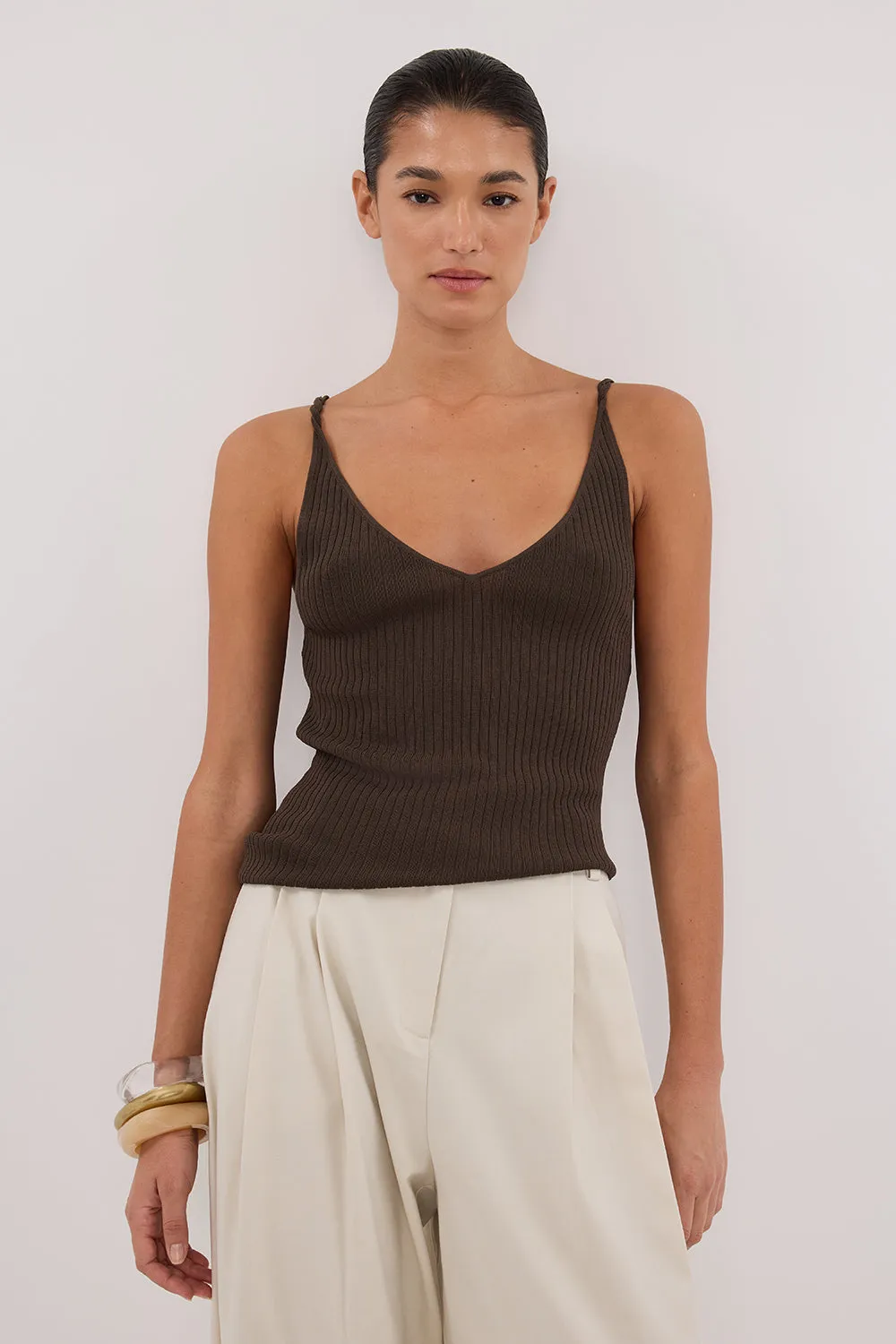 JOY DARK OLIVE TWIST KNIT TANK sold by Dissh product image thumbnail 5
