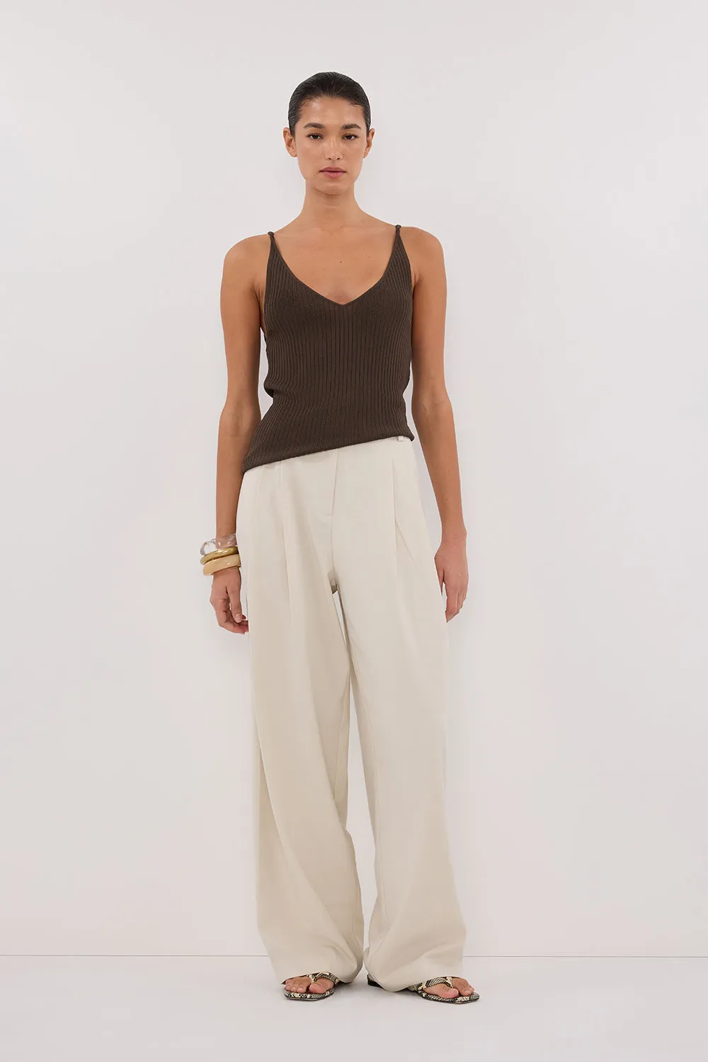 JOY DARK OLIVE TWIST KNIT TANK sold by Dissh