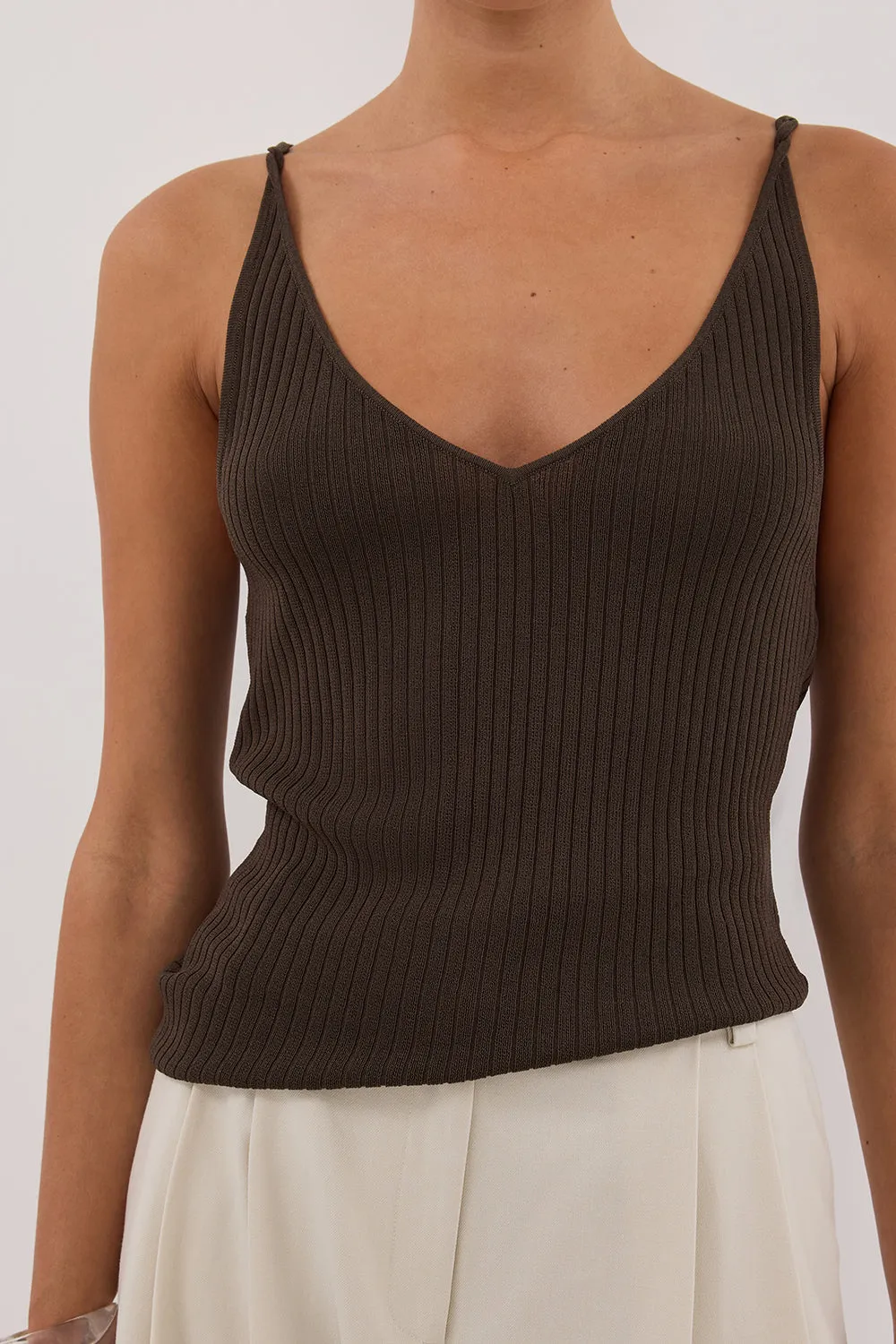 JOY DARK OLIVE TWIST KNIT TANK sold by Dissh product image thumbnail 4