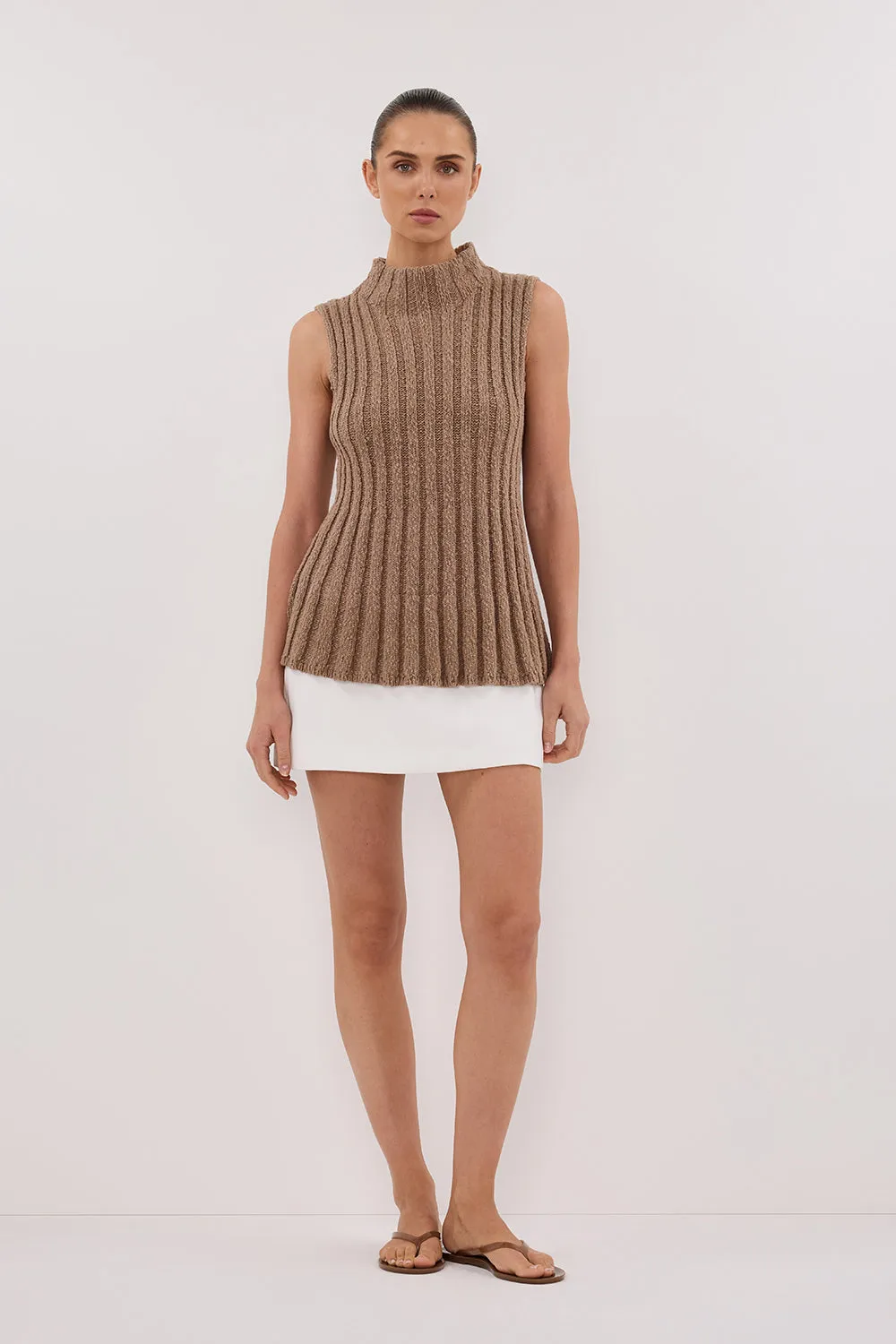 VERO TAN KNIT TOP sold by Dissh
