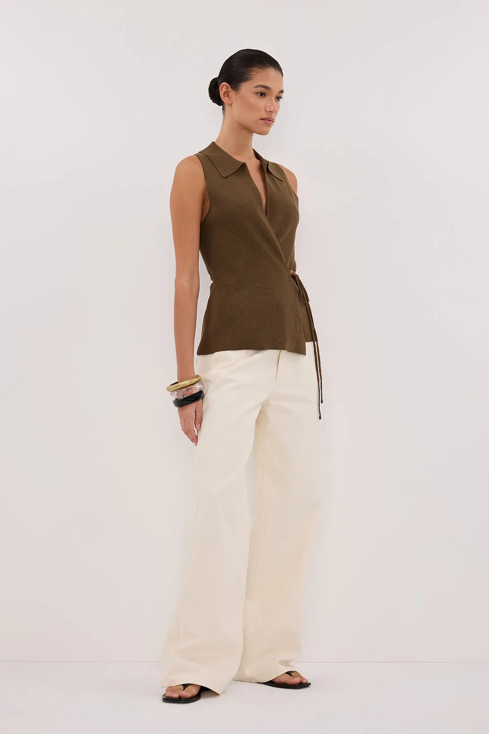PAULA OLIVE WRAP KNIT TOP sold by Dissh product image thumbnail 3