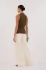 PAULA OLIVE WRAP KNIT TOP sold by Dissh