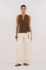 PAULA OLIVE WRAP KNIT TOP sold by Dissh
