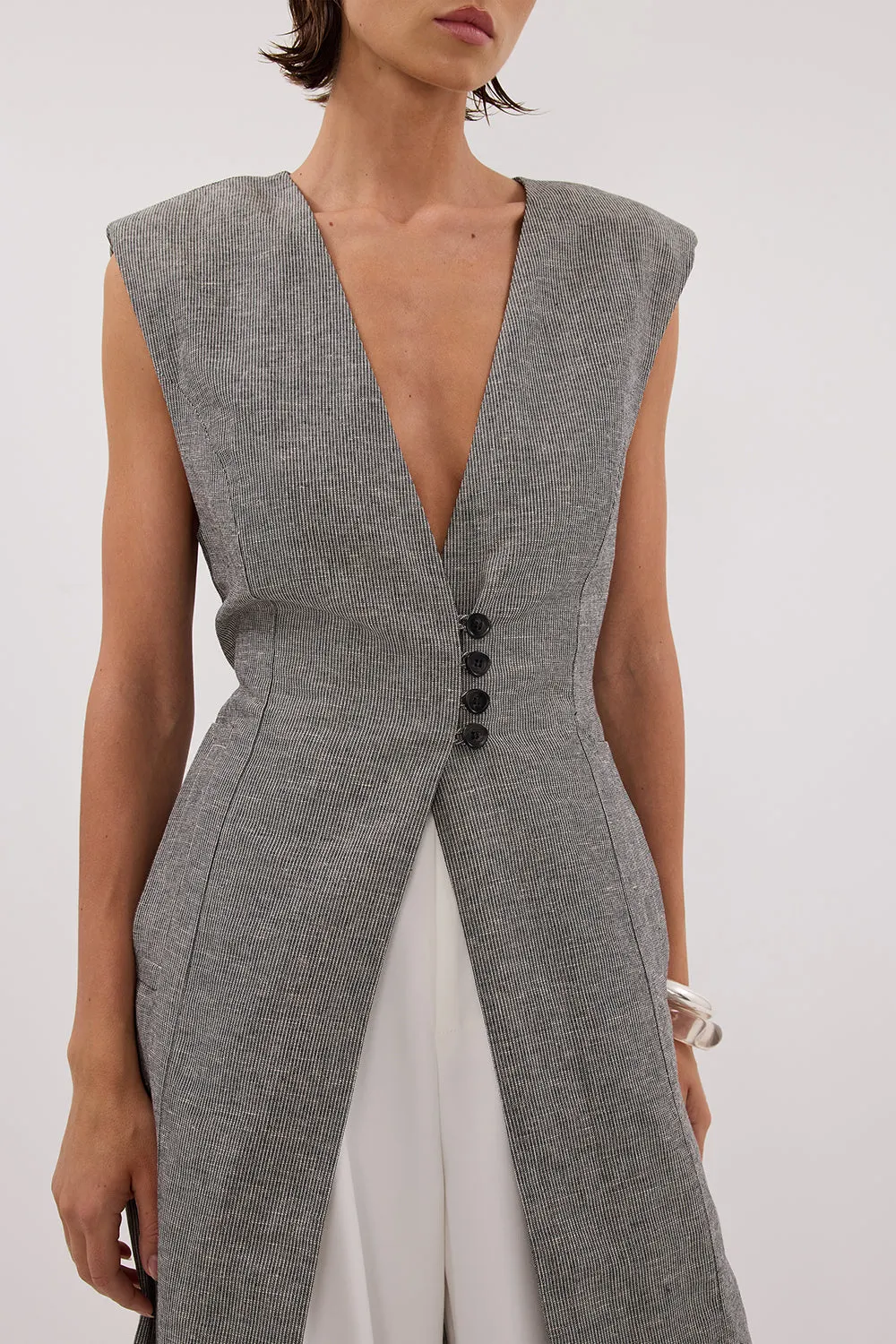ELIAS CHARCOAL LONGLINE VEST sold by Dissh product image thumbnail 5