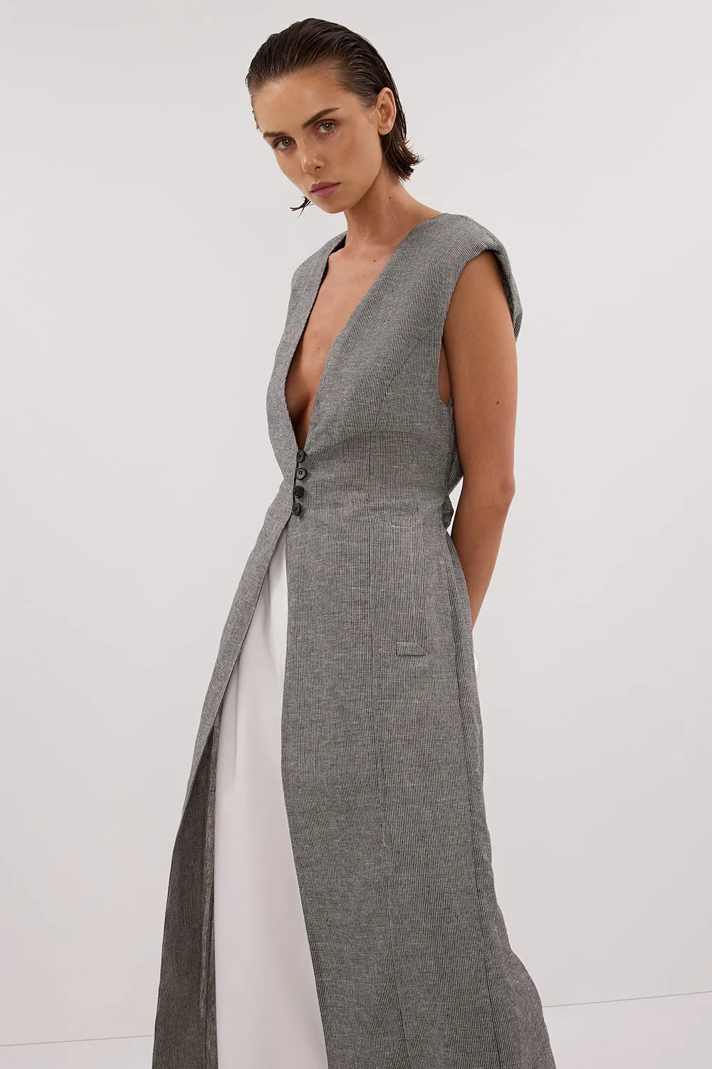 ELIAS CHARCOAL LONGLINE VEST sold by Dissh product image thumbnail 2