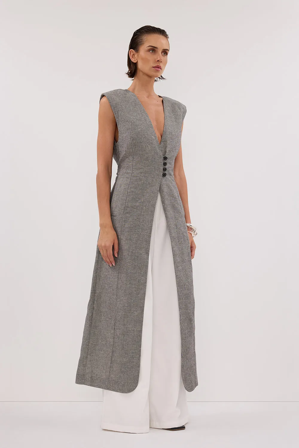 ELIAS CHARCOAL LONGLINE VEST sold by Dissh product image thumbnail 3