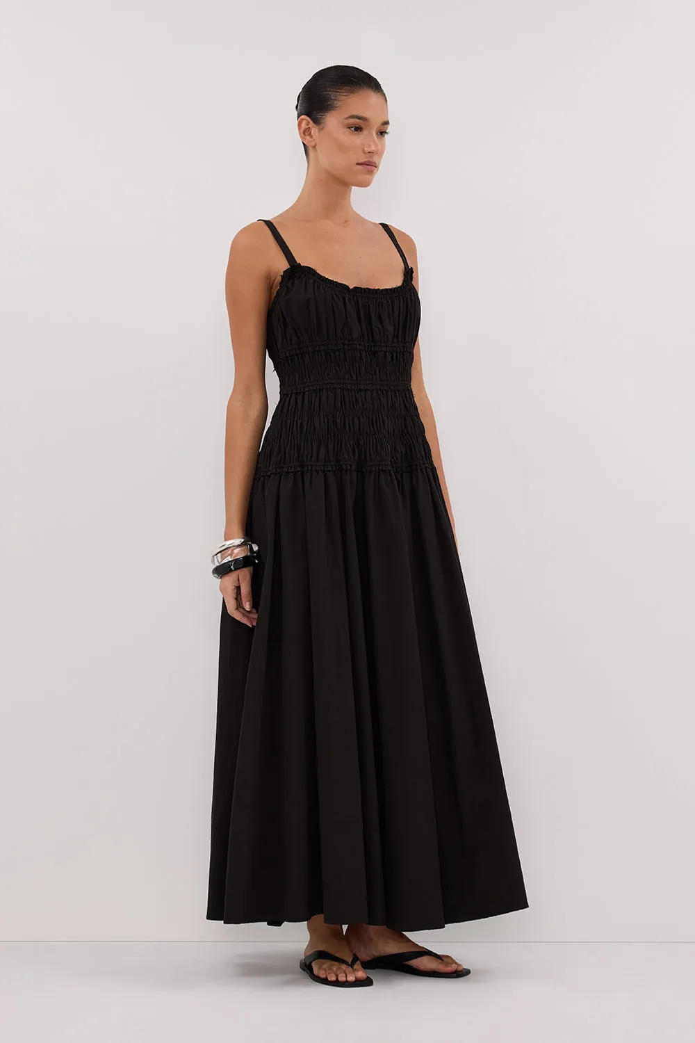 TOBY BLACK COTTON MIDI DRESS sold by Dissh product image thumbnail 3