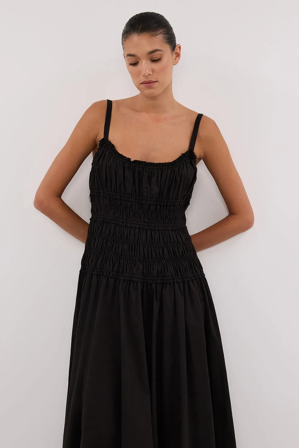 TOBY BLACK COTTON MIDI DRESS sold by Dissh product image thumbnail 2