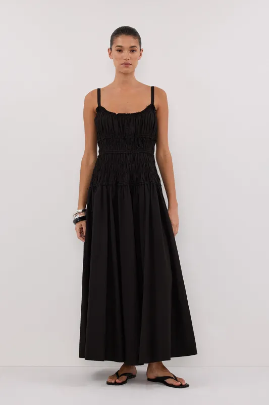 TOBY BLACK COTTON MIDI DRESS sold by Dissh