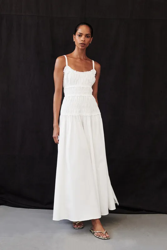 TOBY WHITE COTTON MIDI DRESS sold by Dissh