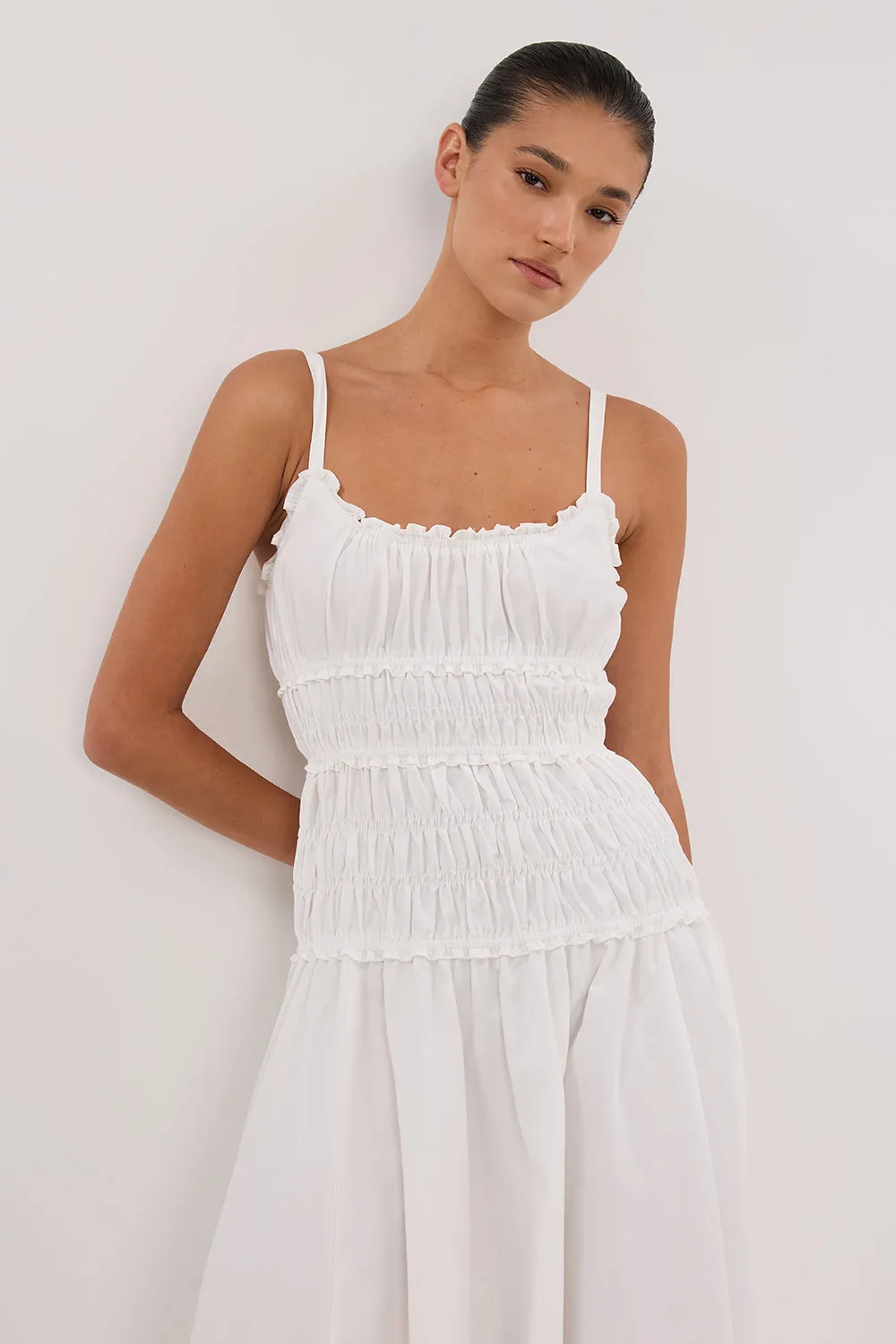 TOBY WHITE COTTON MIDI DRESS sold by Dissh product image thumbnail 3