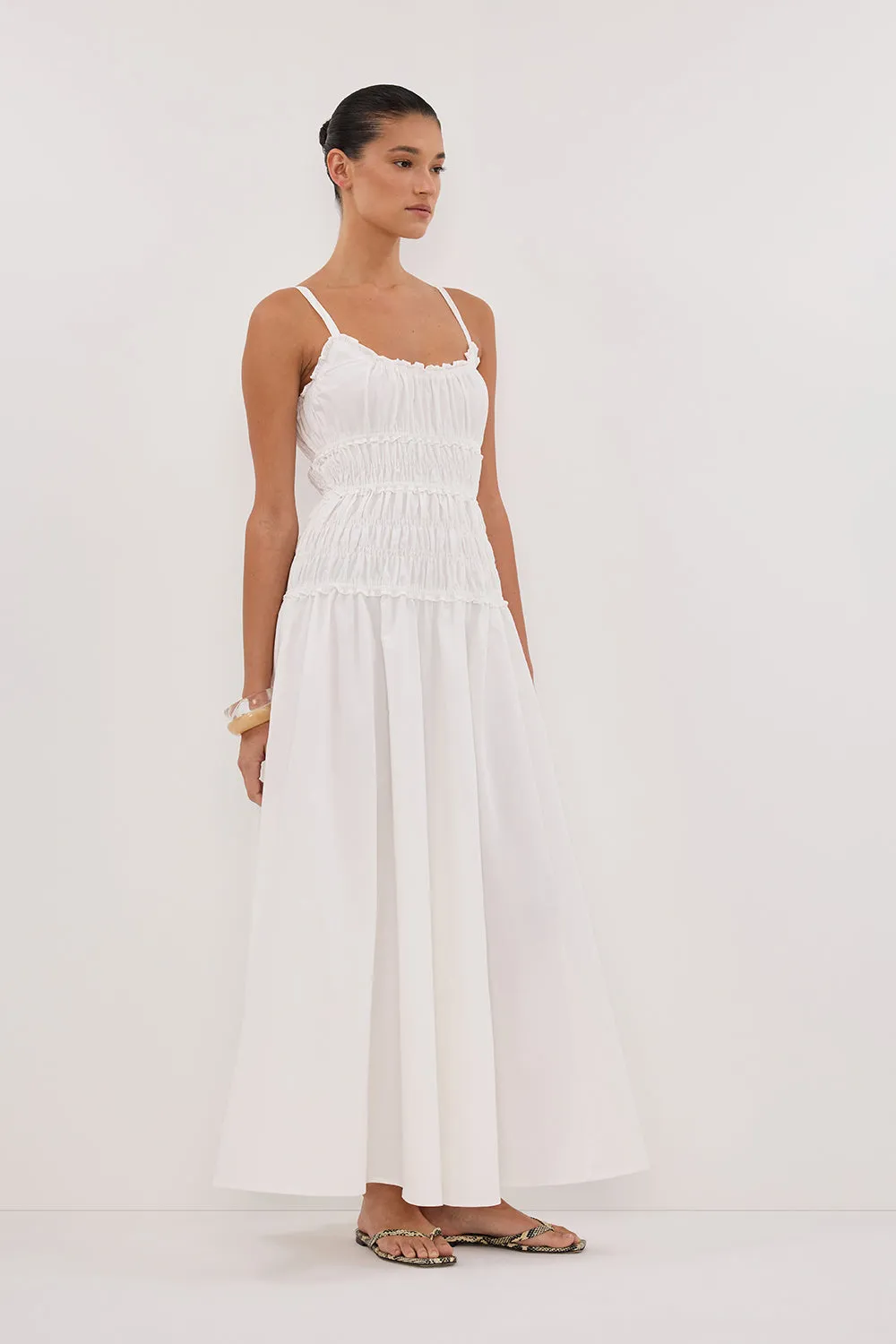 TOBY WHITE COTTON MIDI DRESS sold by Dissh product image thumbnail 4