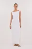 JULE WHITE LINEN MIDI DRESS sold by Dissh