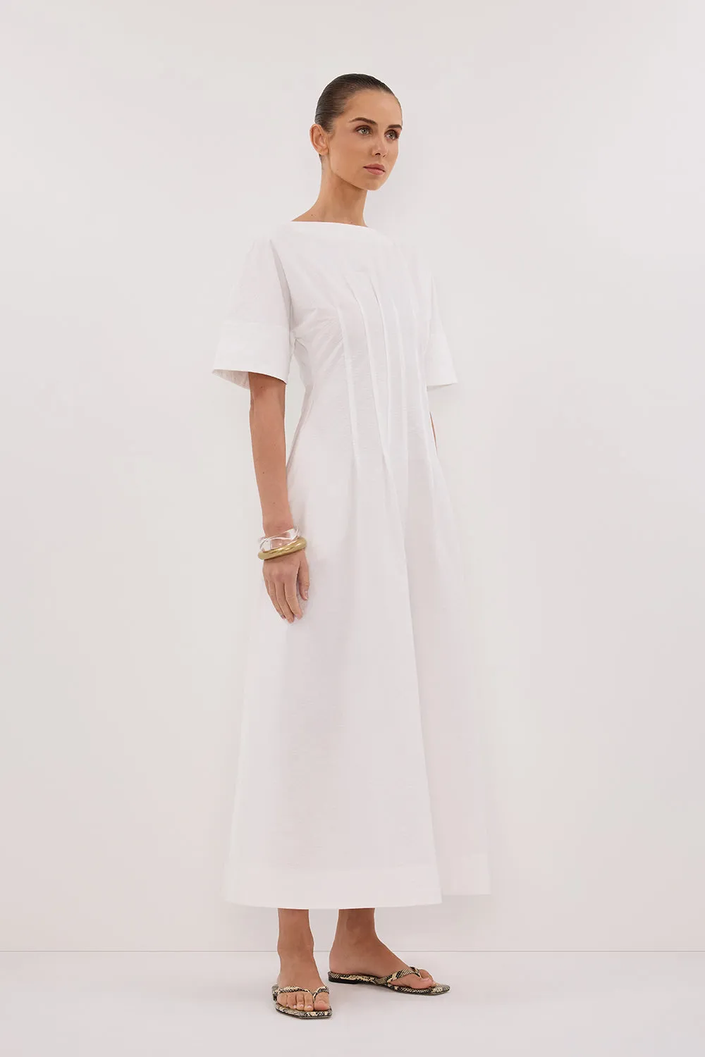 DAPHNE WHITE SLEEVED MIDI DRESS sold by Dissh product image thumbnail 3