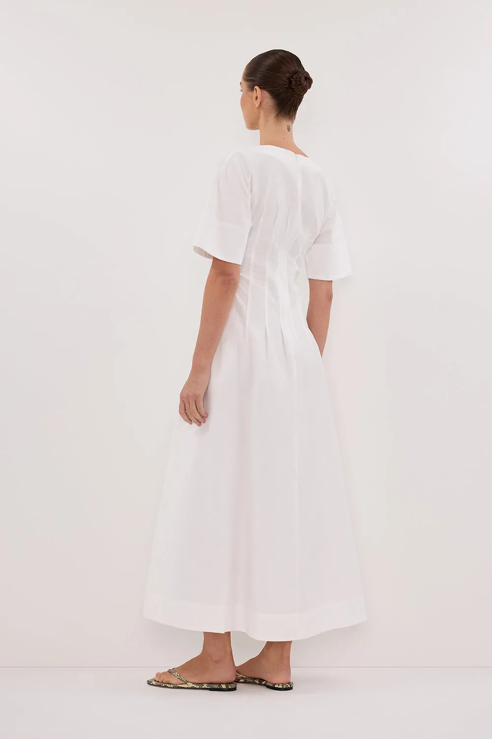 DAPHNE WHITE SLEEVED MIDI DRESS sold by Dissh product image thumbnail 4