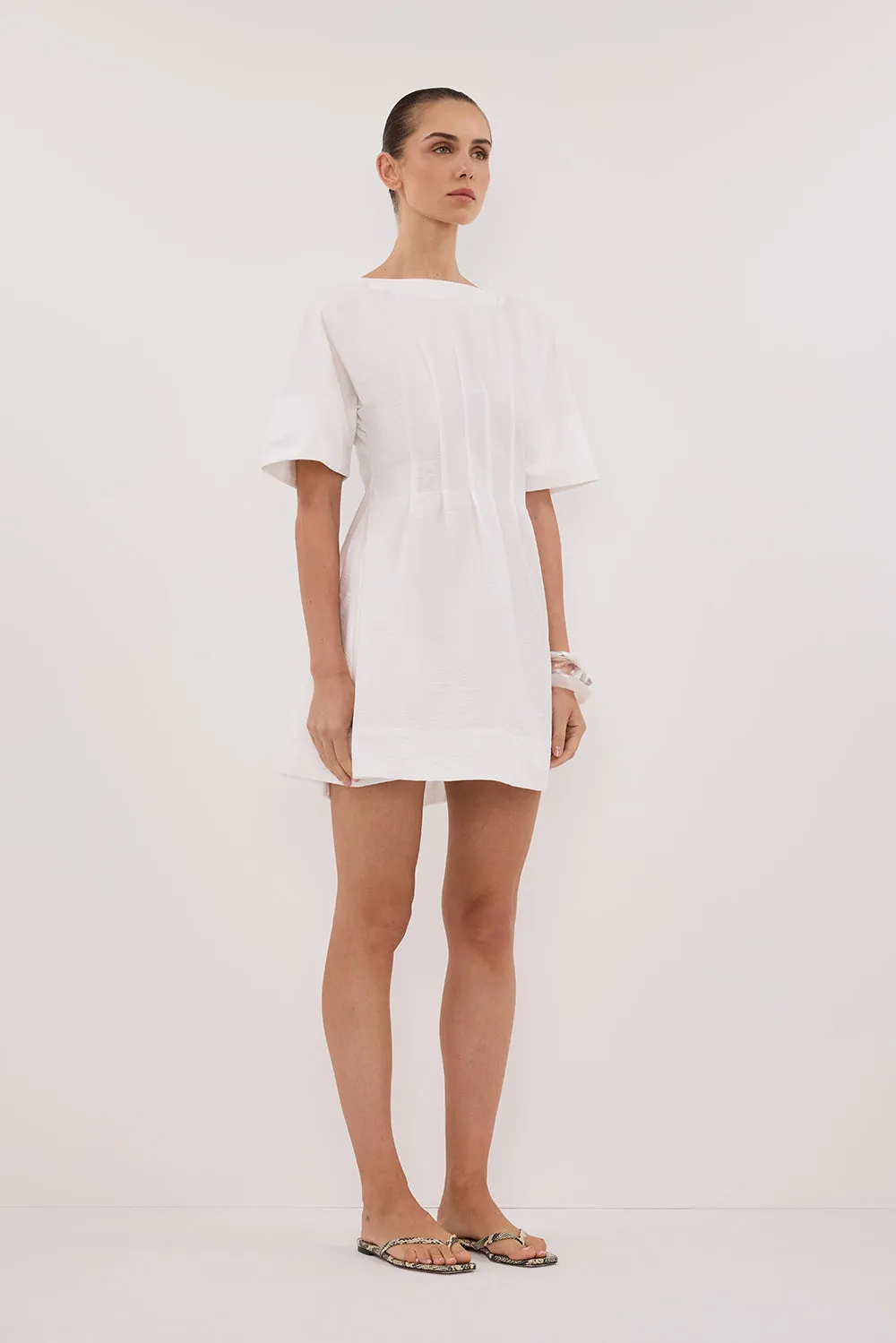 DAPHNE WHITE SLEEVED MINI DRESS sold by Dissh product image thumbnail 3