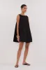 MAISIE BLACK POPLIN MINI DRESS sold by Dissh