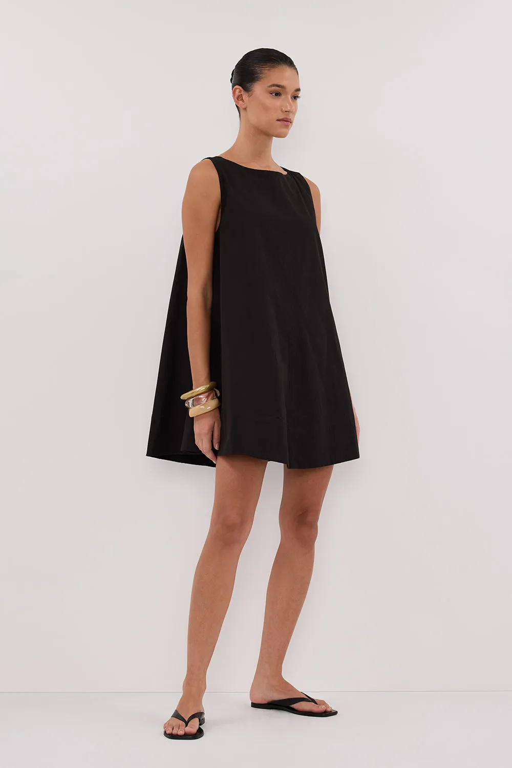MAISIE BLACK POPLIN MINI DRESS sold by Dissh product image thumbnail 3
