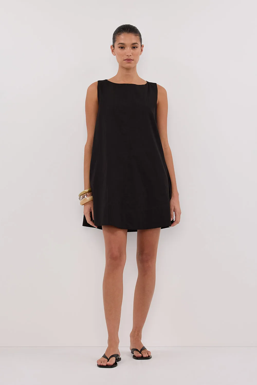MAISIE BLACK POPLIN MINI DRESS sold by Dissh product image thumbnail 2