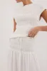 SIERRA WHITE TEXTURED MIDI SKIRT sold by Dissh