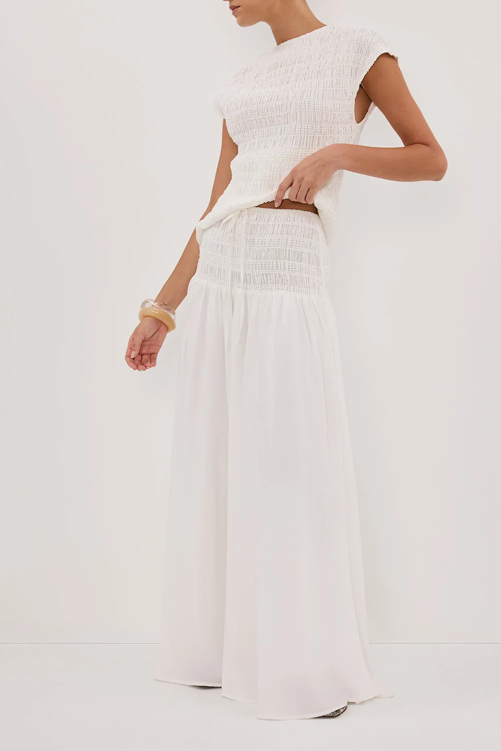 SIERRA WHITE TEXTURED MIDI SKIRT sold by Dissh product image thumbnail 2