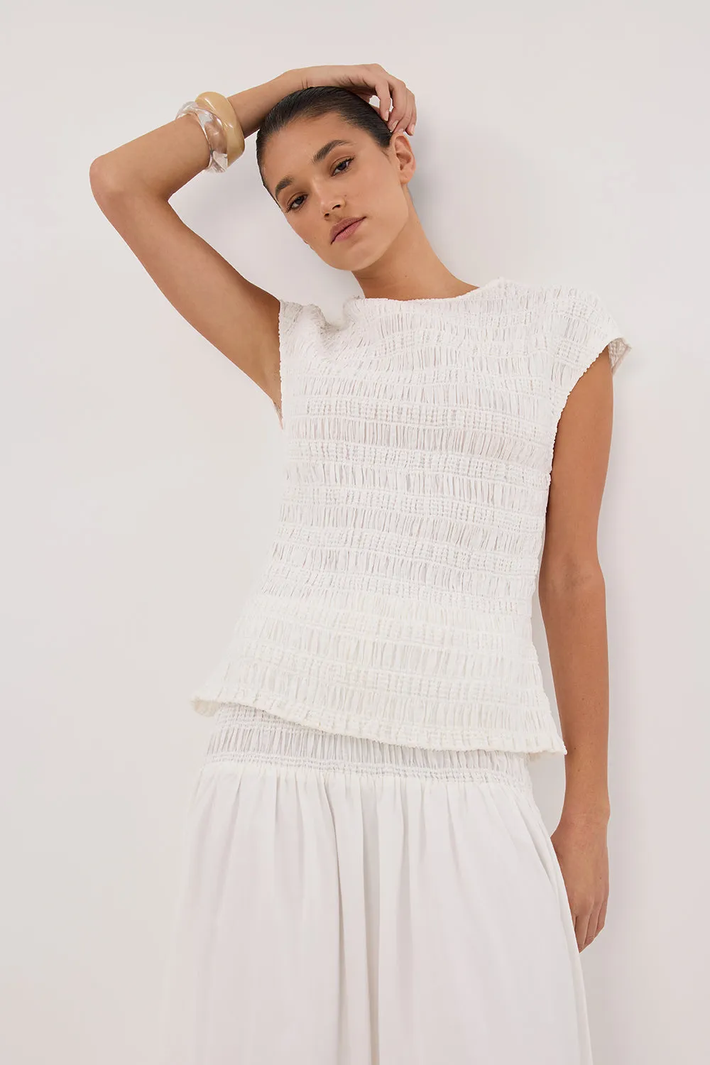 SIERRA WHITE TEXTURED TOP sold by Dissh product image thumbnail 2