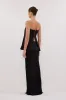 LILLY BLACK PLEATED STRAPLESS TOP sold by Dissh