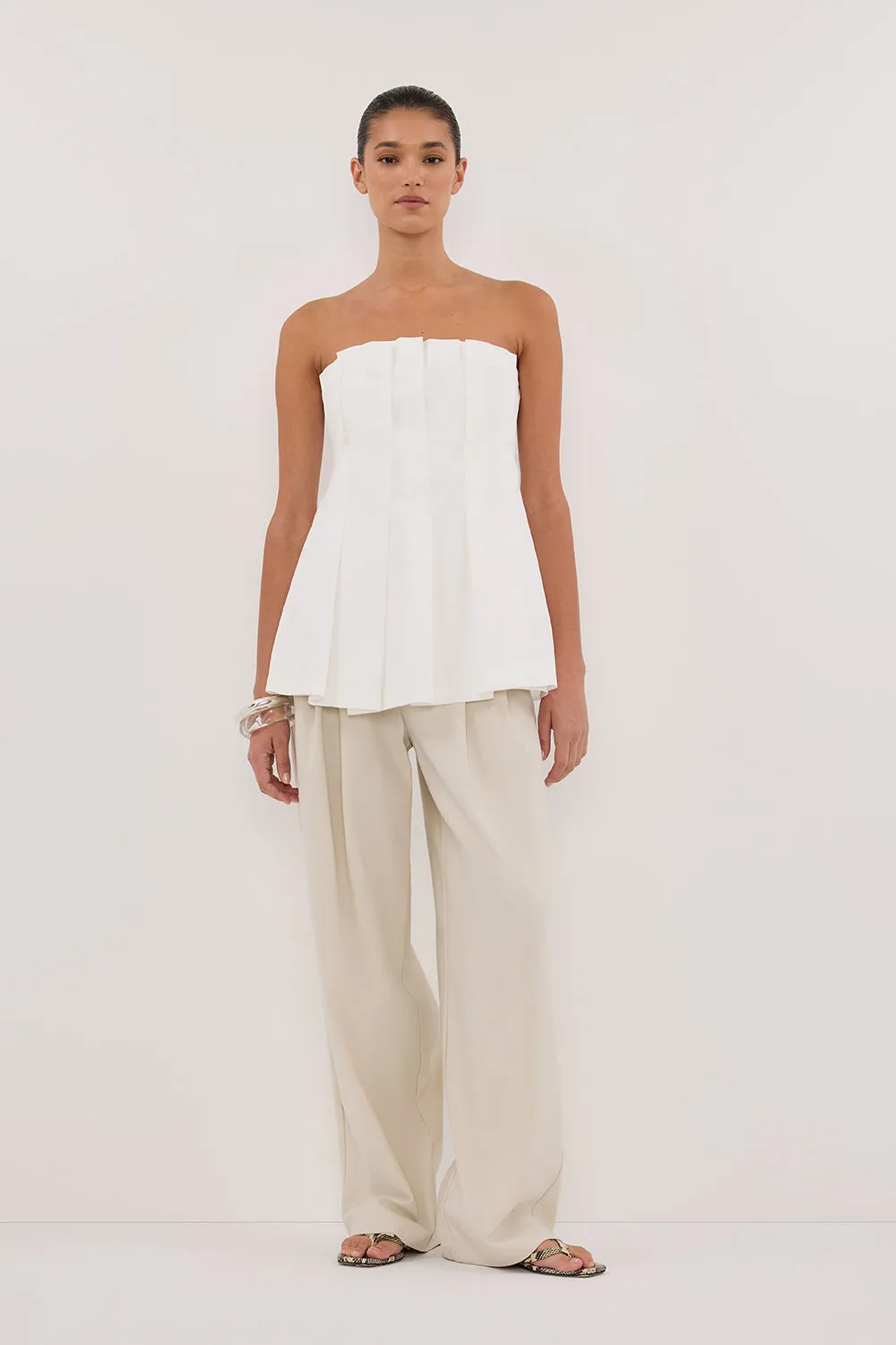 LILLY WHITE PLEATED STRAPLESS TOP sold by Dissh product image thumbnail 3