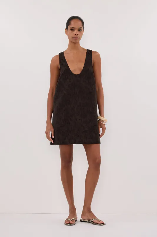 OAKLAND CHOC FAUX SUEDE MINI DRESS sold by Dissh
