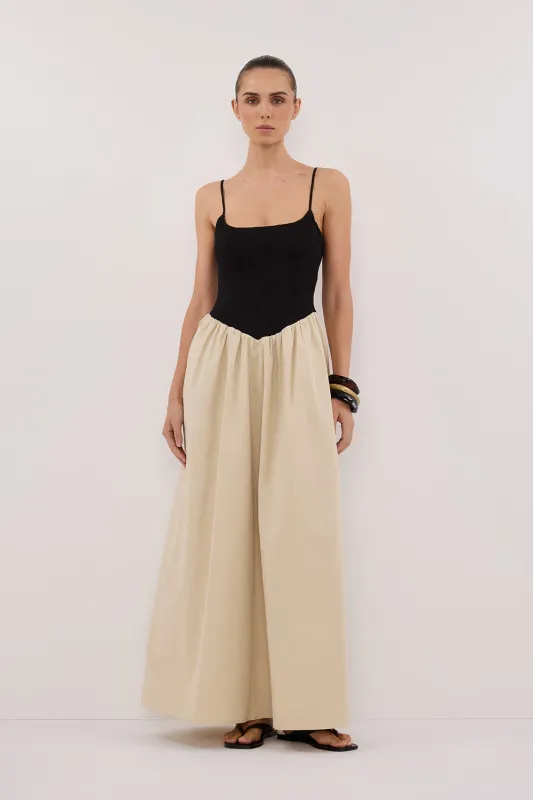 MILANO BLACK AND STONE MIDI DRESS sold by Dissh