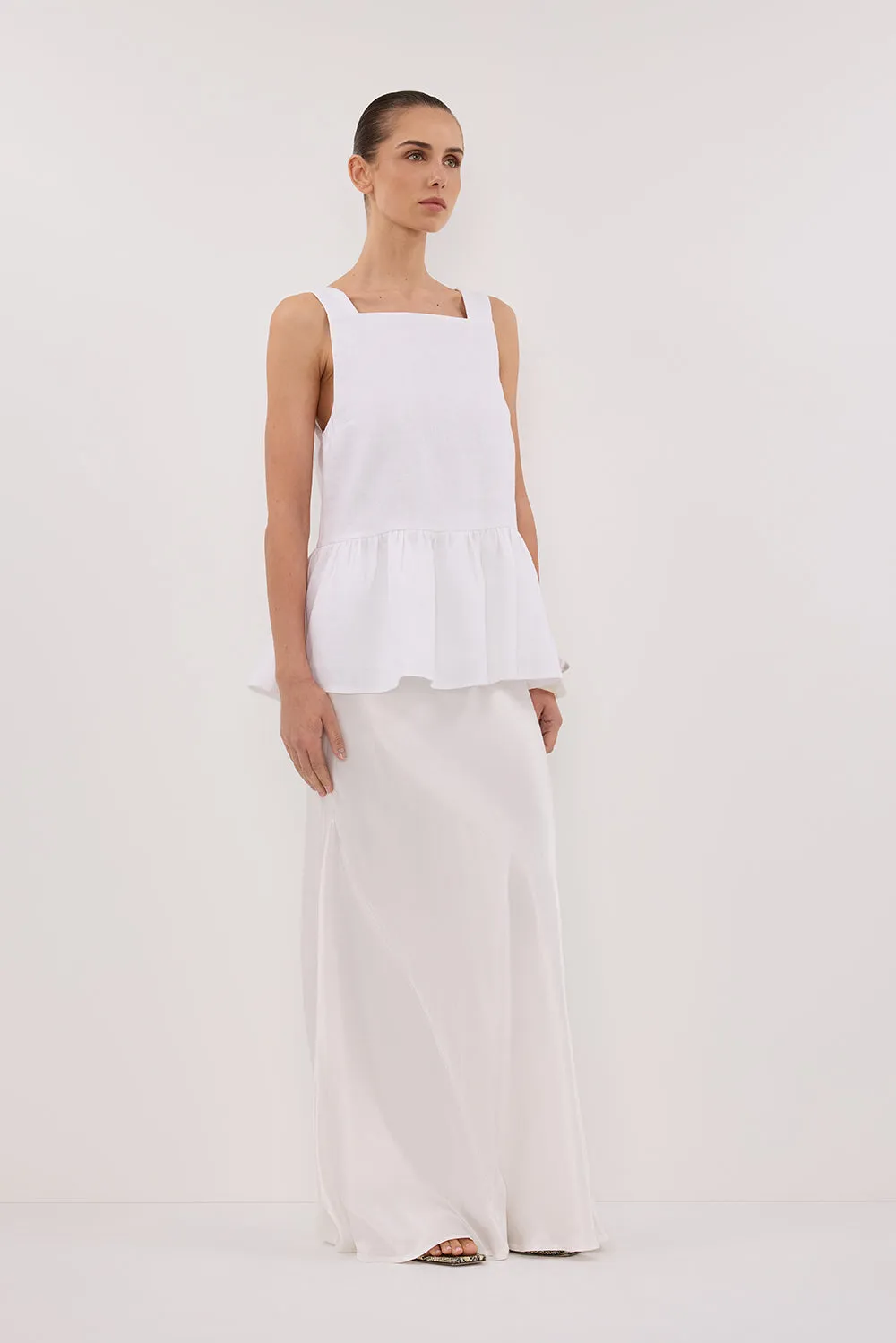 DAISY WHITE LINEN PEPLUM TOP sold by Dissh product image thumbnail 3