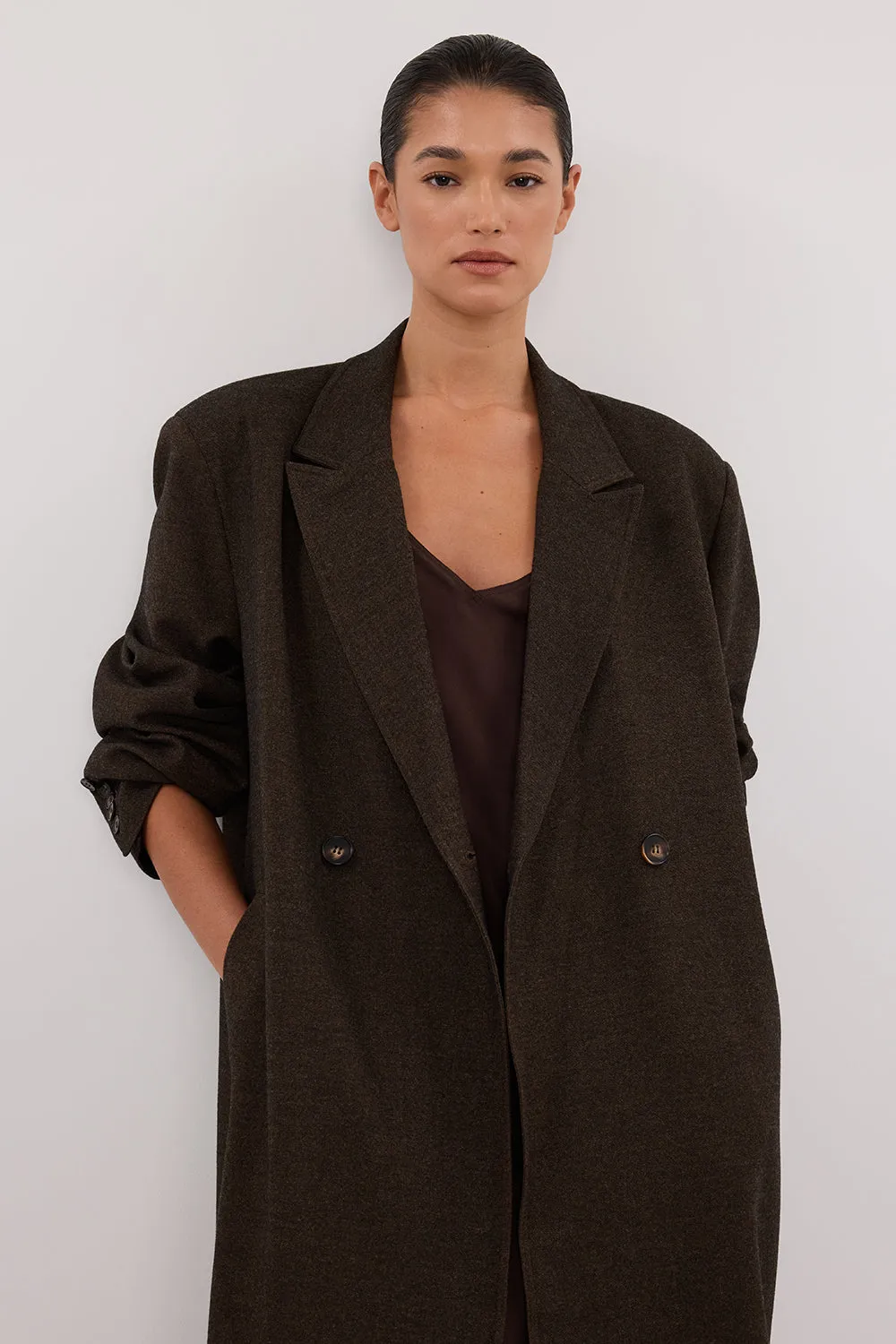 BENTLEY CHOCOLATE OVERSIZED COAT sold by Dissh product image thumbnail 3