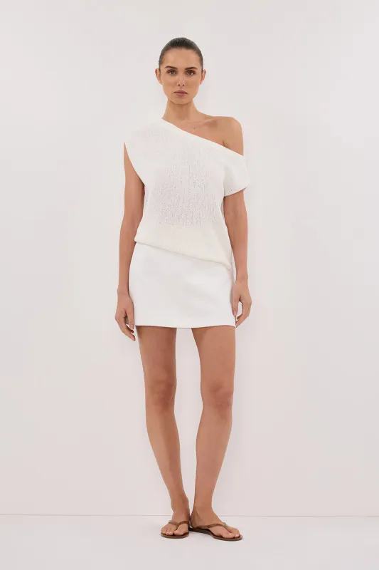 KERRY OFF WHITE ASYM KNIT TOP sold by Dissh