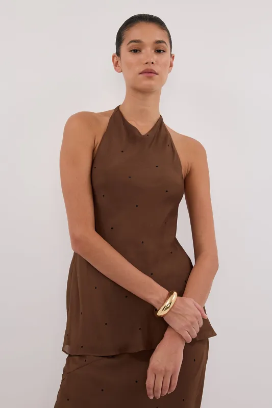 MELROSE FONDANT HALTER TOP sold by Dissh