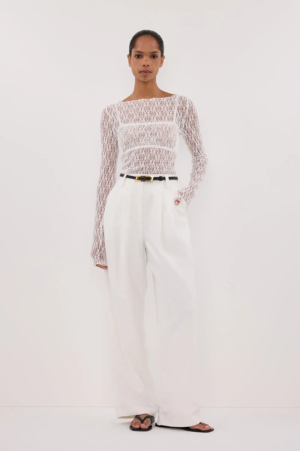 LIZZIE WHITE LACE LONG SLEEVE TOP sold by Dissh product image thumbnail 2