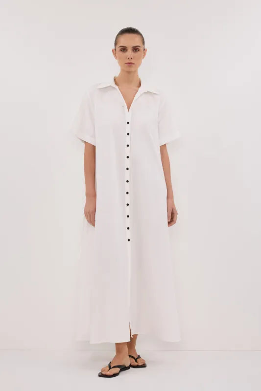 VIOLET WHITE SHIRT MIDI DRESS sold by Dissh