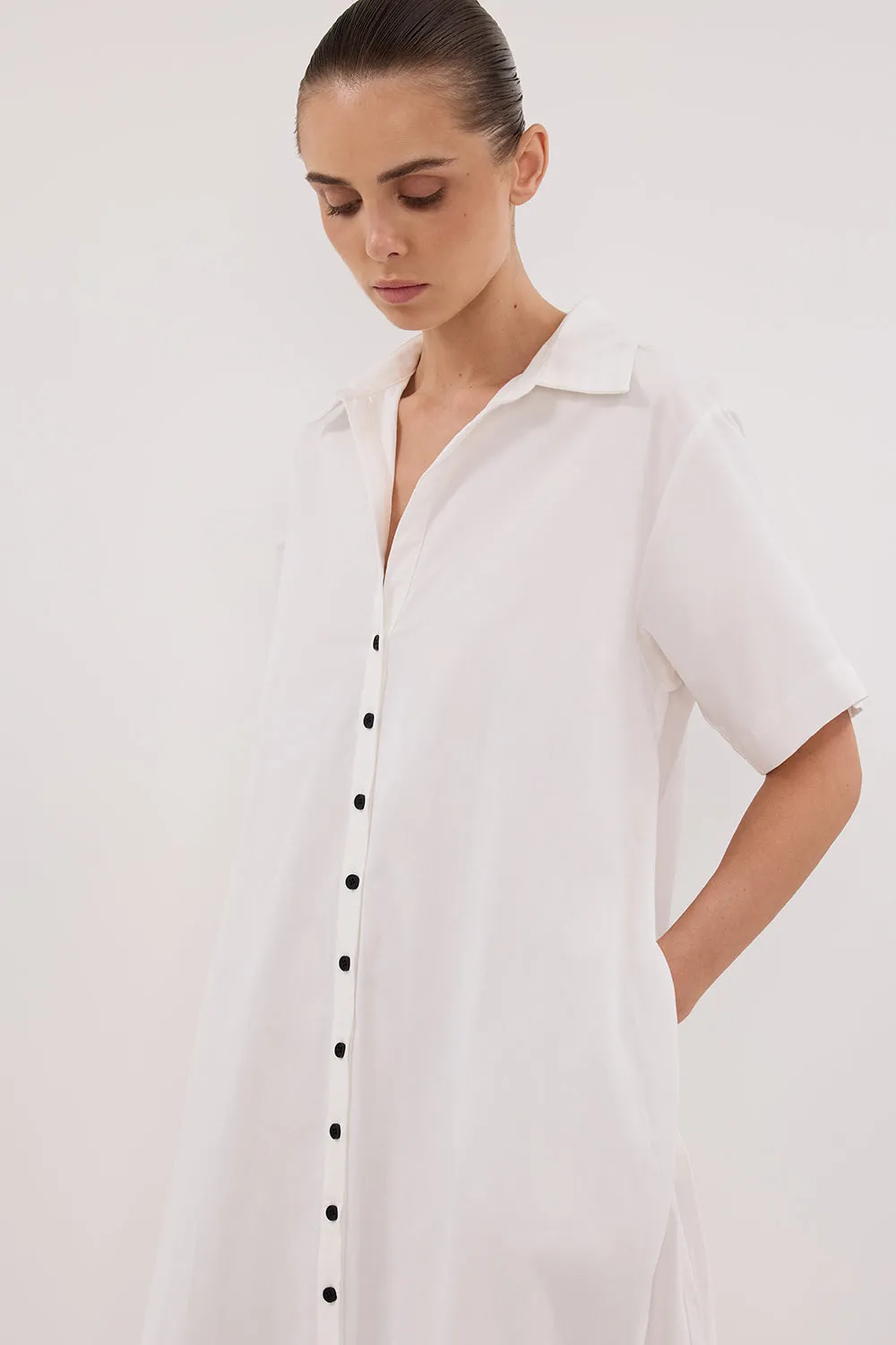 VIOLET WHITE SHIRT MIDI DRESS sold by Dissh product image thumbnail 2