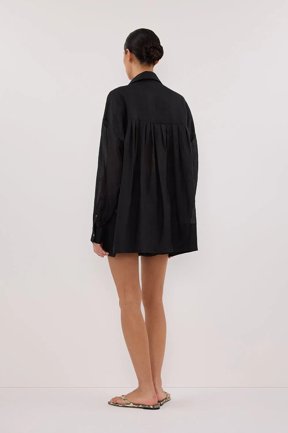 KAI BLACK OVERSIZED RAMIE LONG SLEEVE SHIRT sold by Dissh product image thumbnail 4