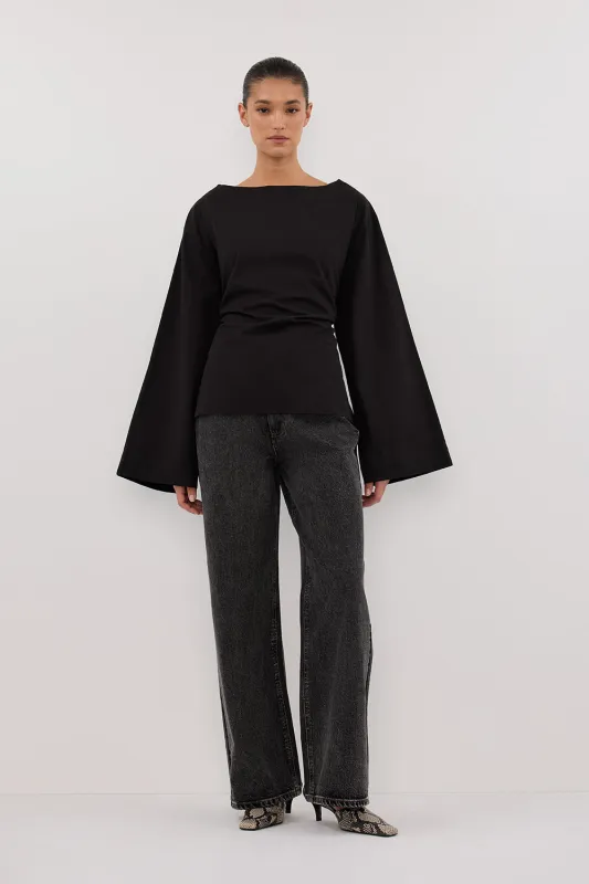 IVY BLACK LONG SLEEVE TOP sold by Dissh
