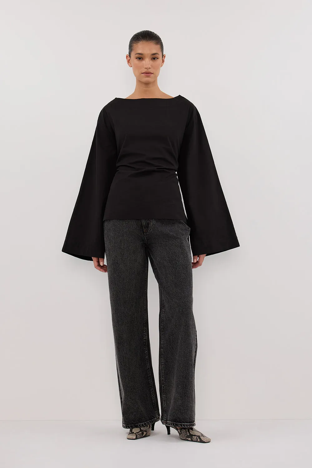 IVY BLACK LONG SLEEVE TOP sold by Dissh