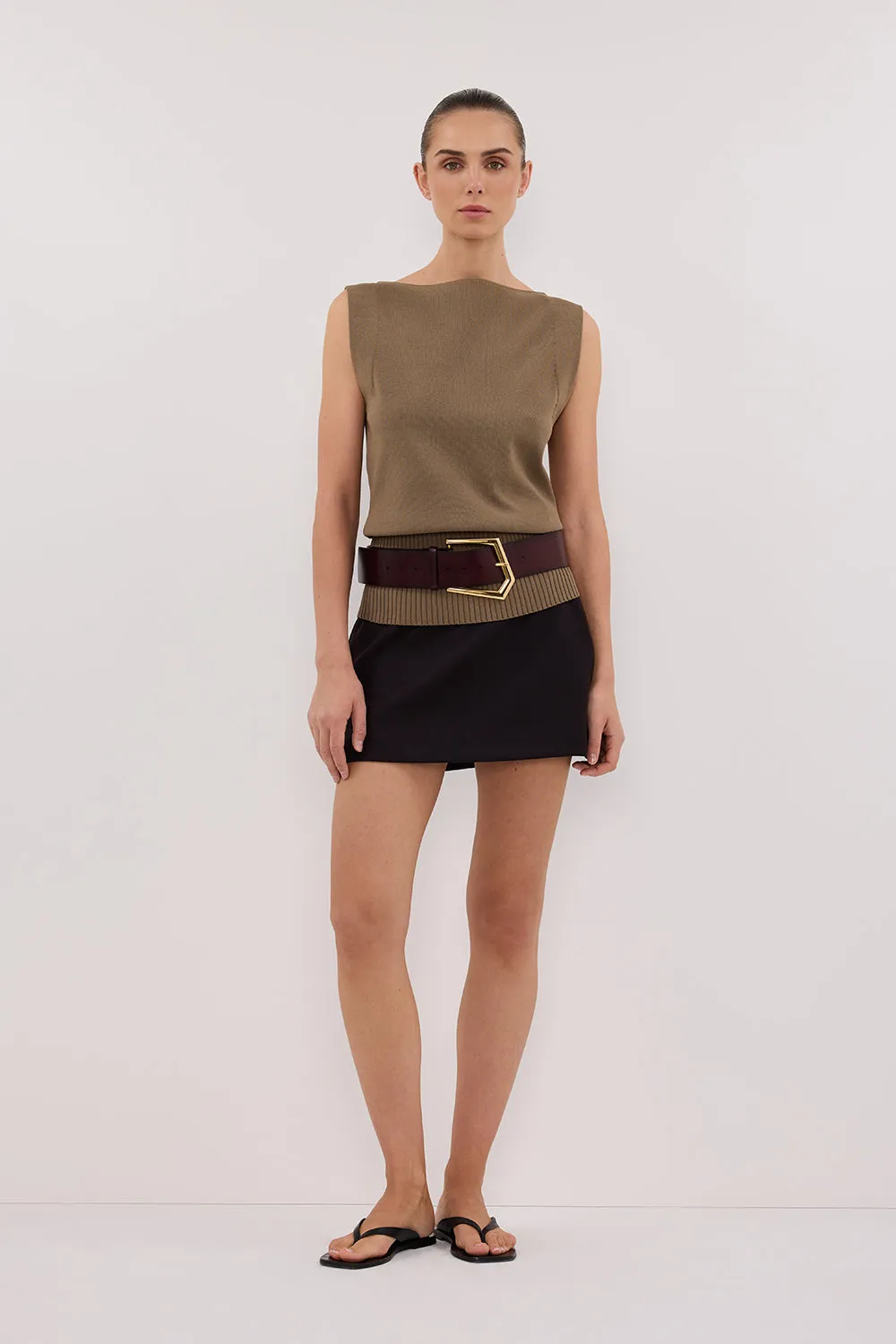ELSA OLIVE SLEEVELESS KNIT TOP sold by Dissh