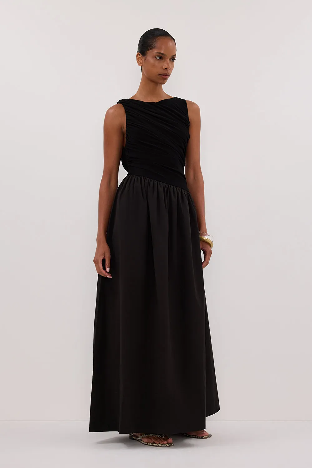 ALEXANDRA BLACK HYBRID MIDI DRESS sold by Dissh product image thumbnail 3