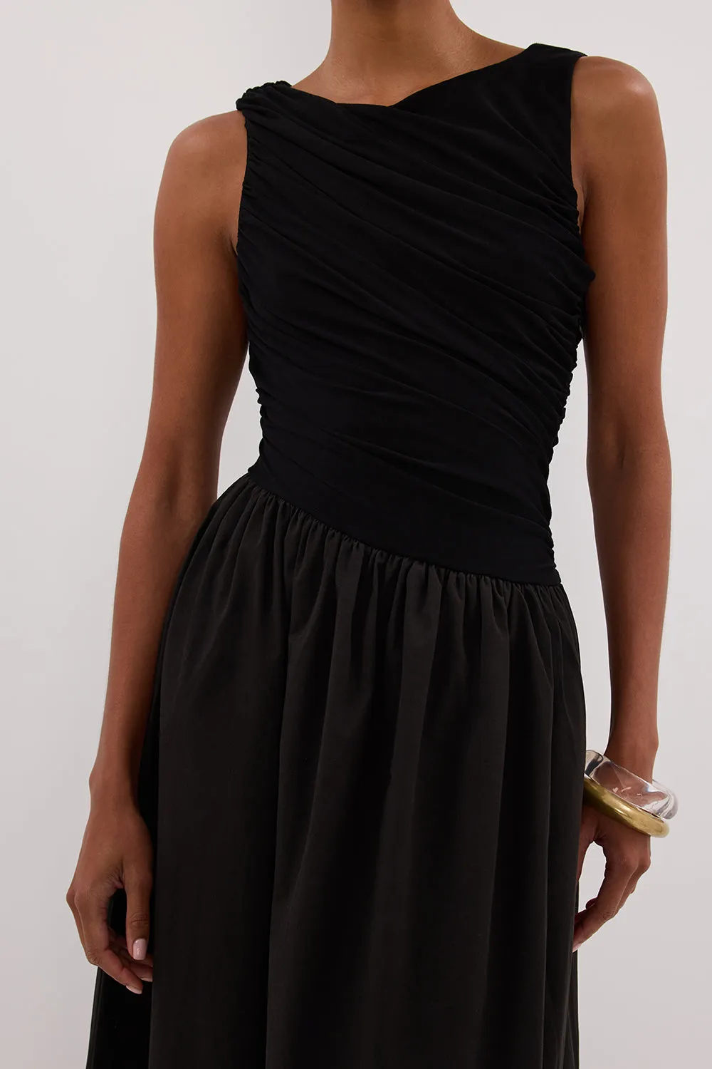 ALEXANDRA BLACK HYBRID MIDI DRESS sold by Dissh product image thumbnail 5