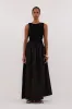ALEXANDRA BLACK HYBRID MIDI DRESS sold by Dissh
