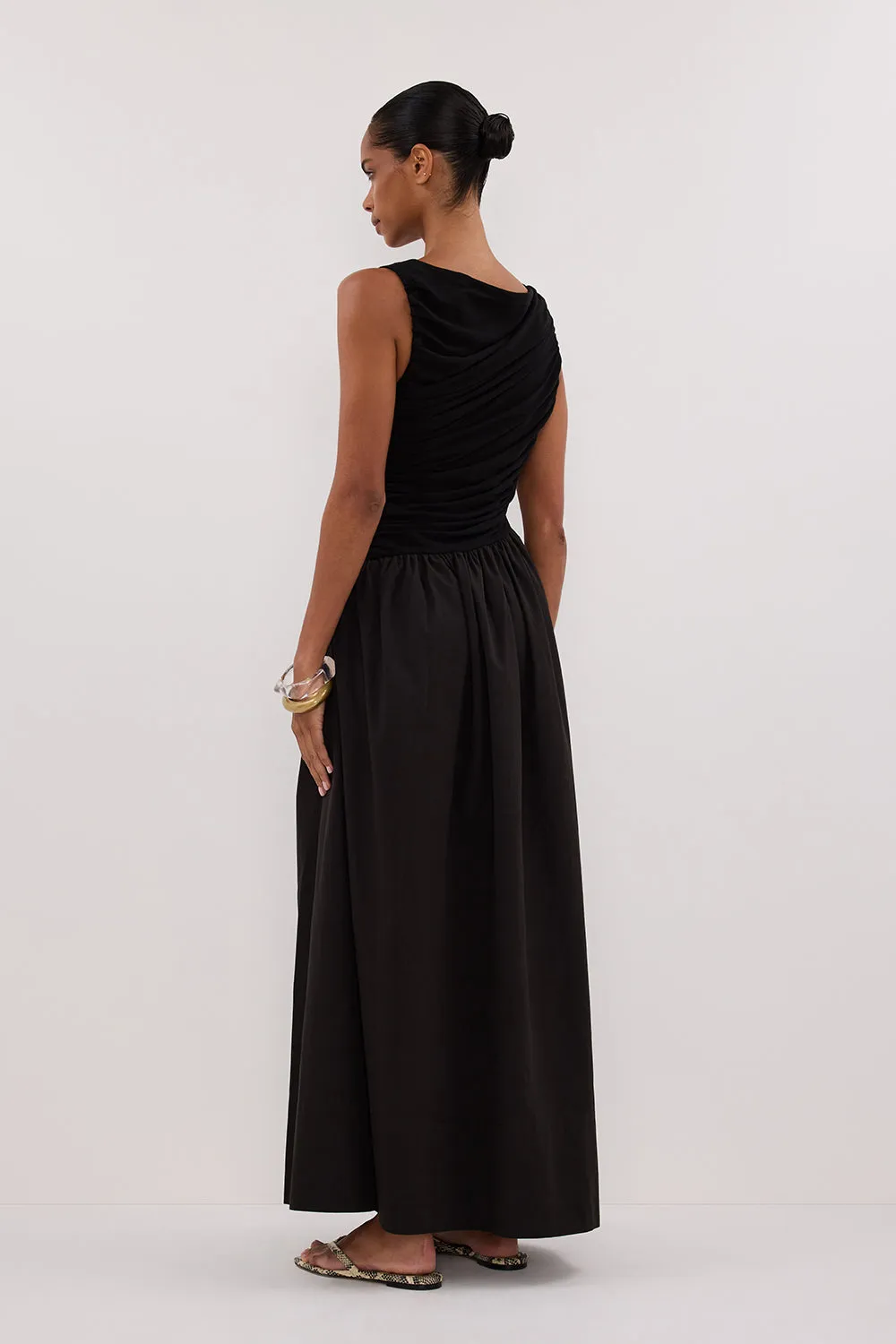 ALEXANDRA BLACK HYBRID MIDI DRESS sold by Dissh product image thumbnail 4